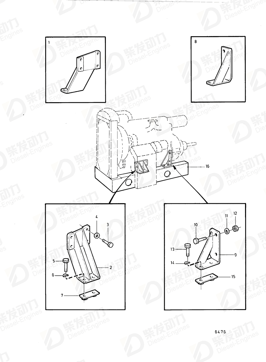volvo penta Nut plate 845876 Drawing